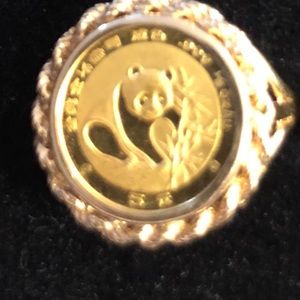 Vintage 14k panda ring size 7